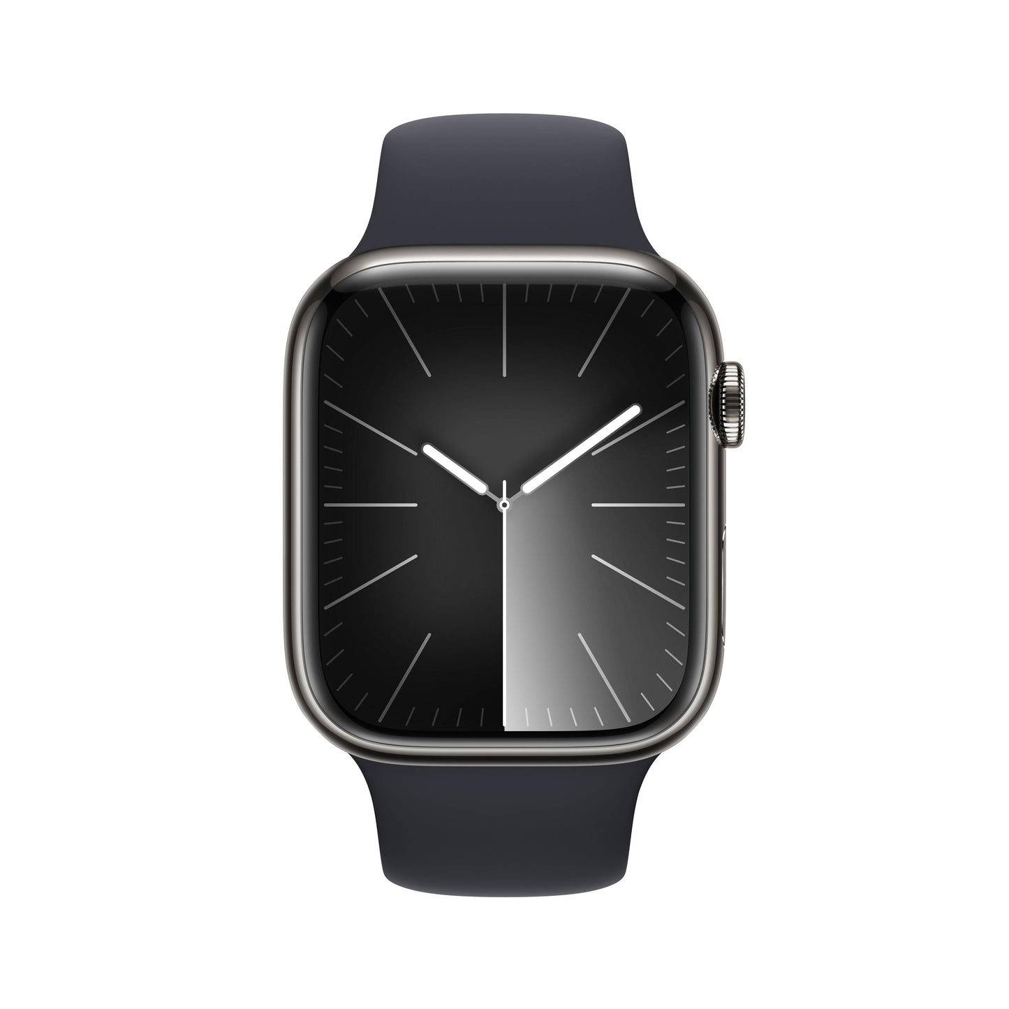 Apple Watch Series 9 (GPS + Cellular) - Caja de acero inoxidable en grafito de 45 mm - Correa deportiva color medianoche - Talla S/M