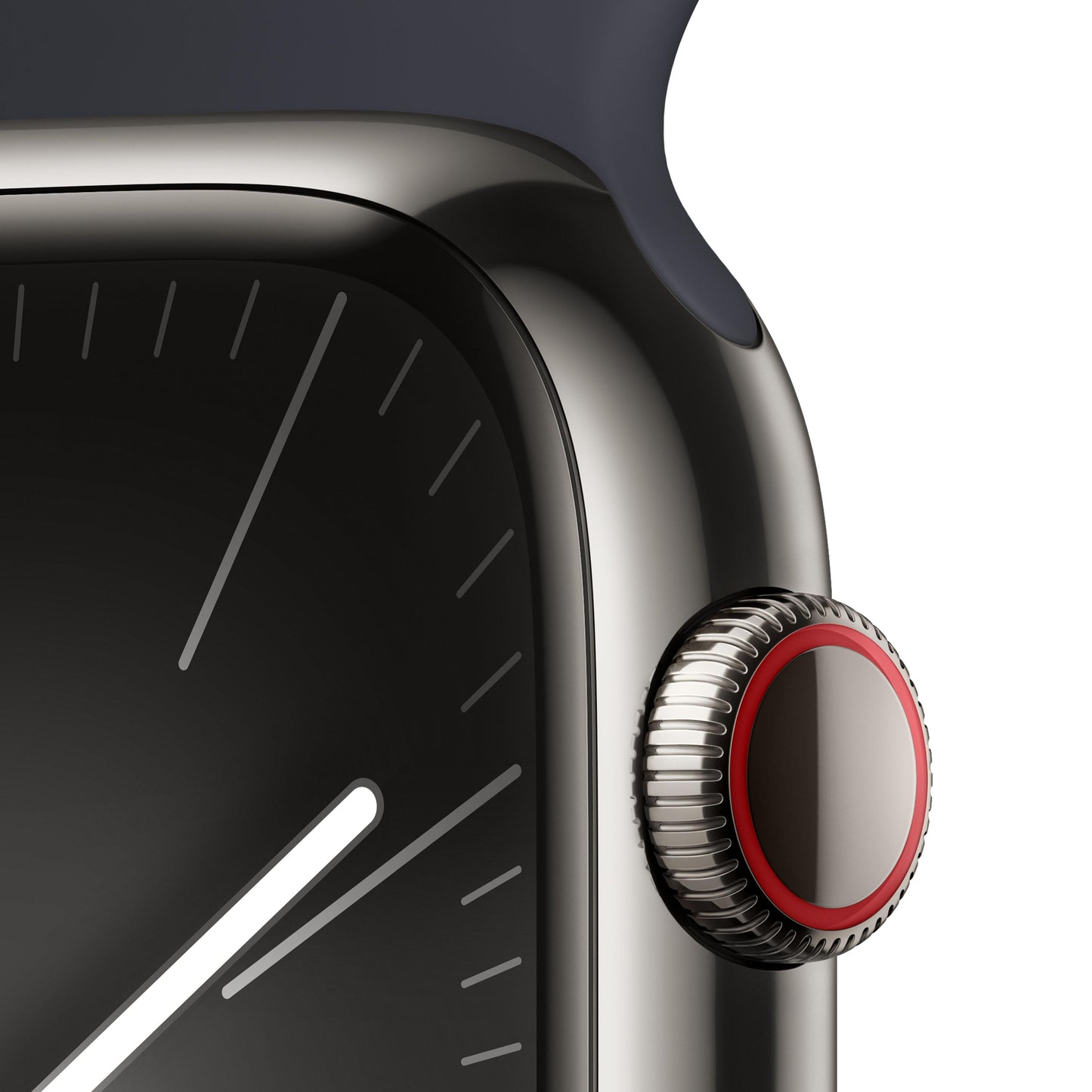 Apple Watch Series 9 (GPS + Cellular) - Caja de acero inoxidable en grafito de 45 mm - Correa deportiva color medianoche - Talla M/L