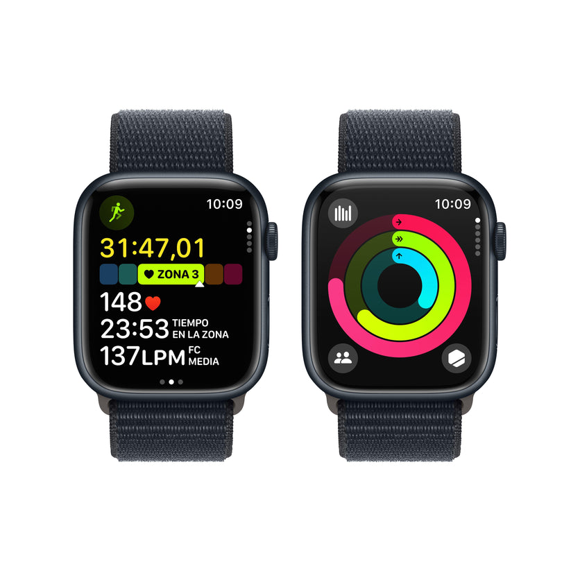 Apple Watch Series 9 (GPS + Cellular) - Caja de aluminio en color medianoche de 45 mm - Correa Loop deportiva color medianoche - Rossellimac