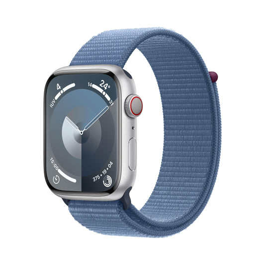 Apple Watch Series 9 (GPS + Cellular) - Caja de aluminio en plata de 45 mm - Correa Loop deportiva azul invierno