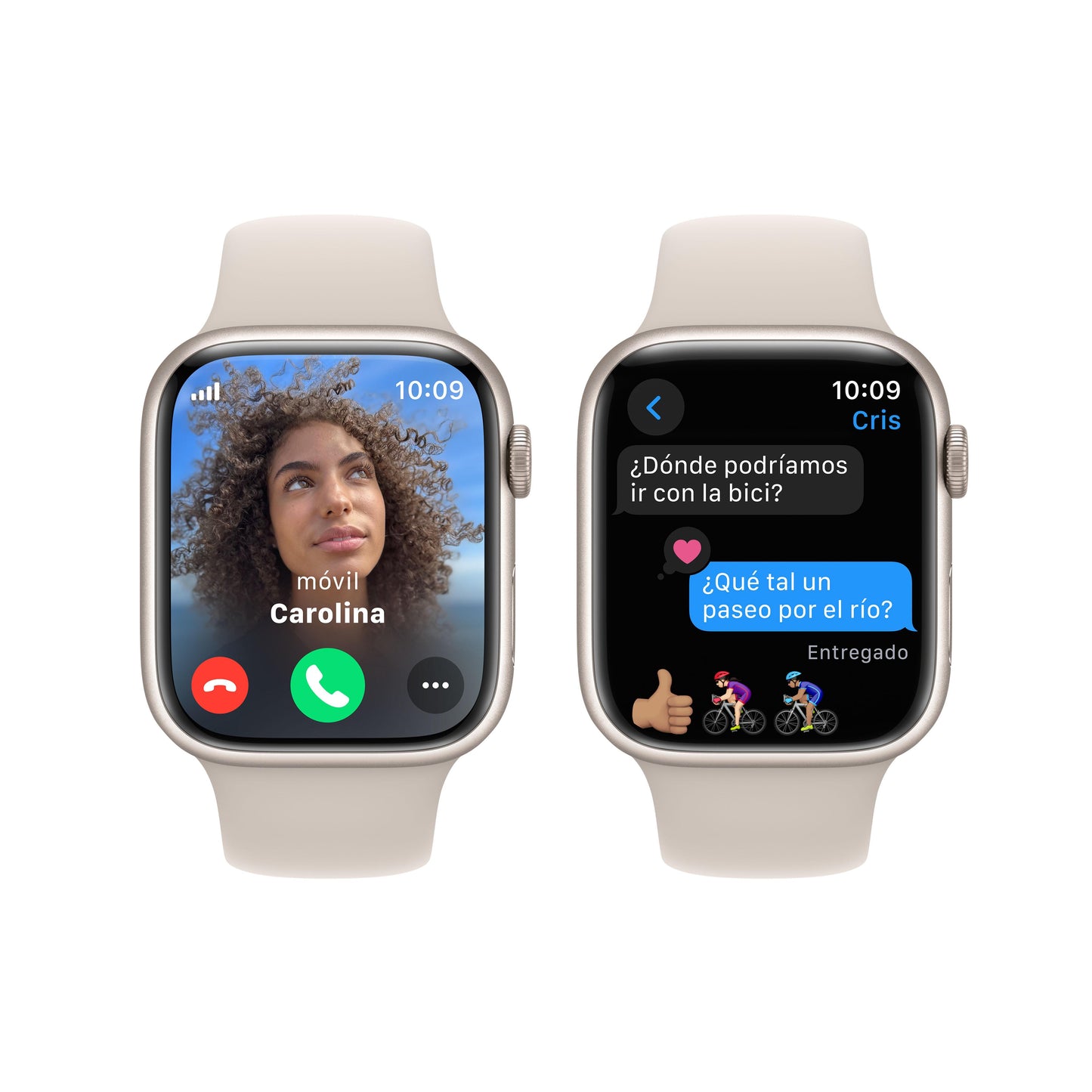 Apple Watch Series 9 (GPS + Cellular) - Caja de aluminio en blanco estrella de 45 mm - Correa deportiva blanco estrella - Talla M/L - Rossellimac