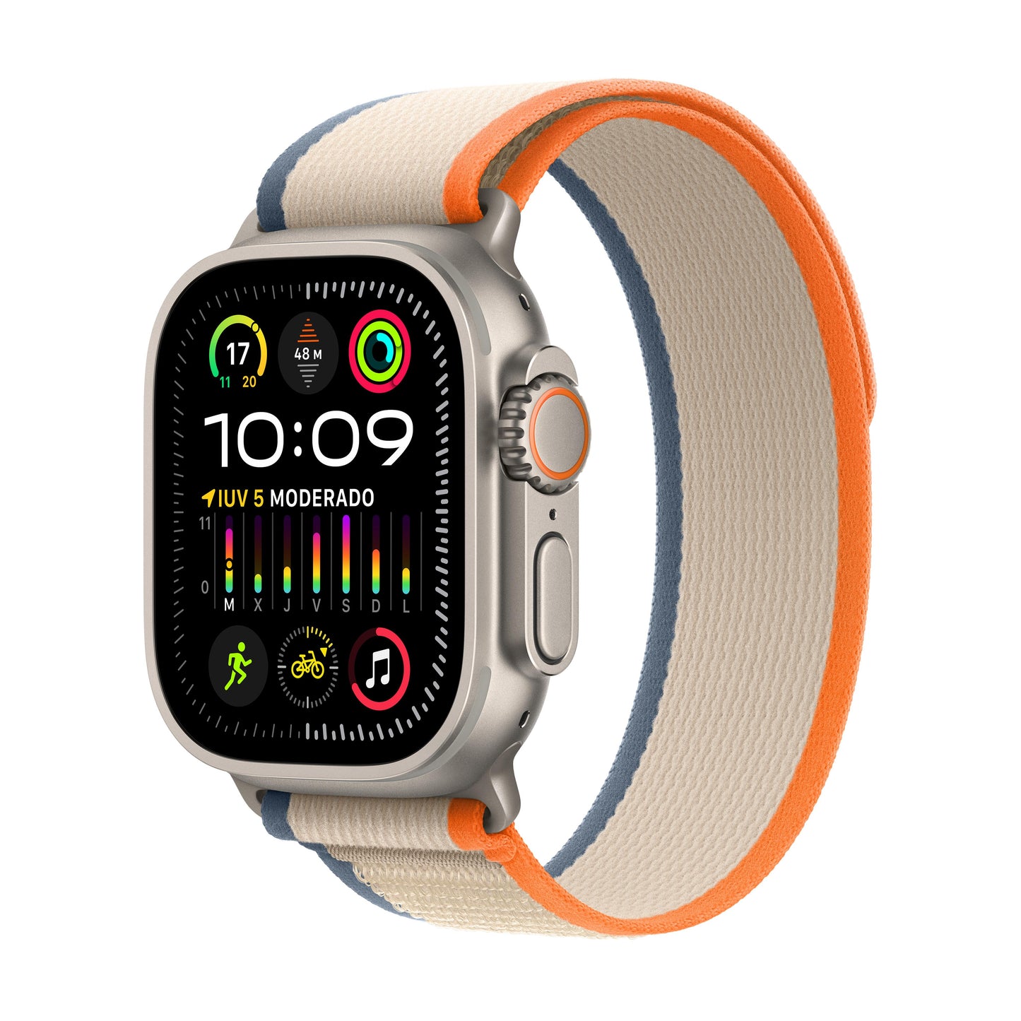 Apple Watch Ultra 2 (GPS + Cellular) - Caja de titanio de 49 mm - Correa Loop Trail naranja/beis - Talla S/M