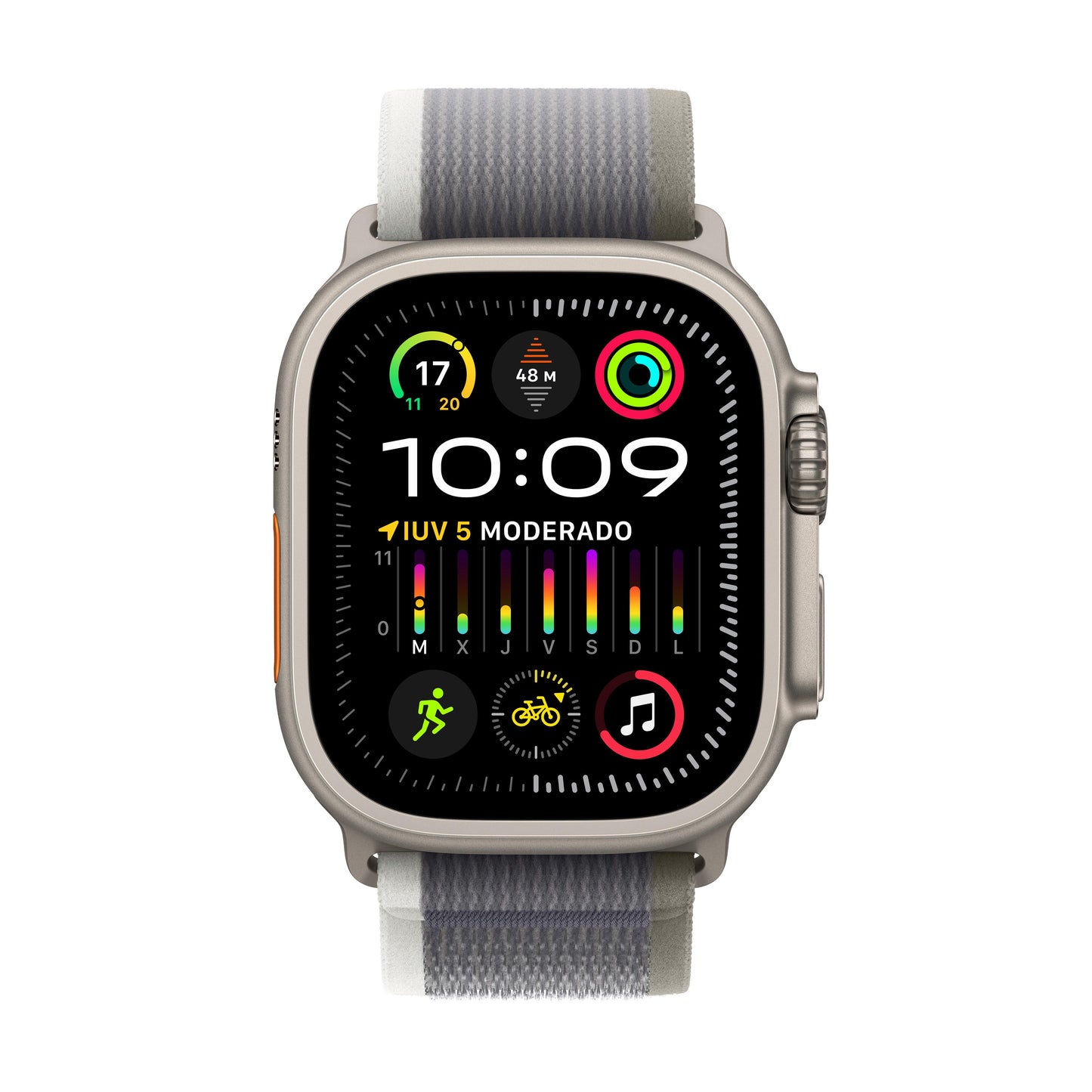 Apple Watch Ultra 2 (GPS + Cellular) - Caja de titanio de 49 mm - Correa Loop Trail verde/gris - Talla M/L