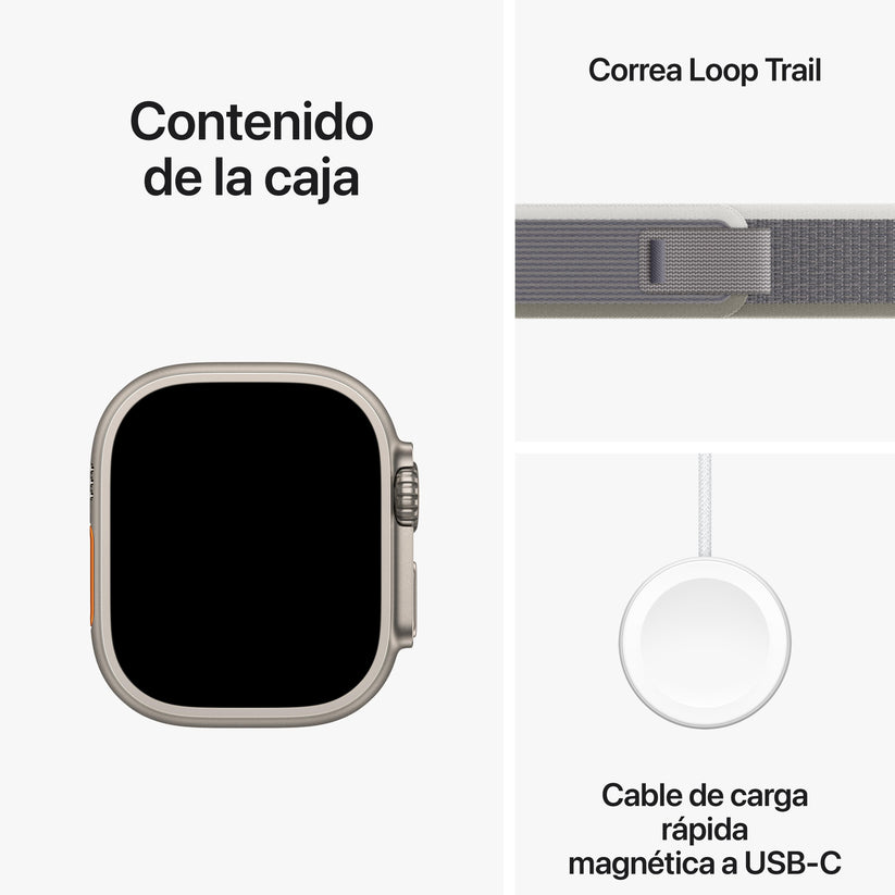 Apple Watch Ultra 2 (GPS + Cellular) - Caja de titanio de 49 mm - Correa Loop Trail verde/gris - Talla M/L - Rossellimac