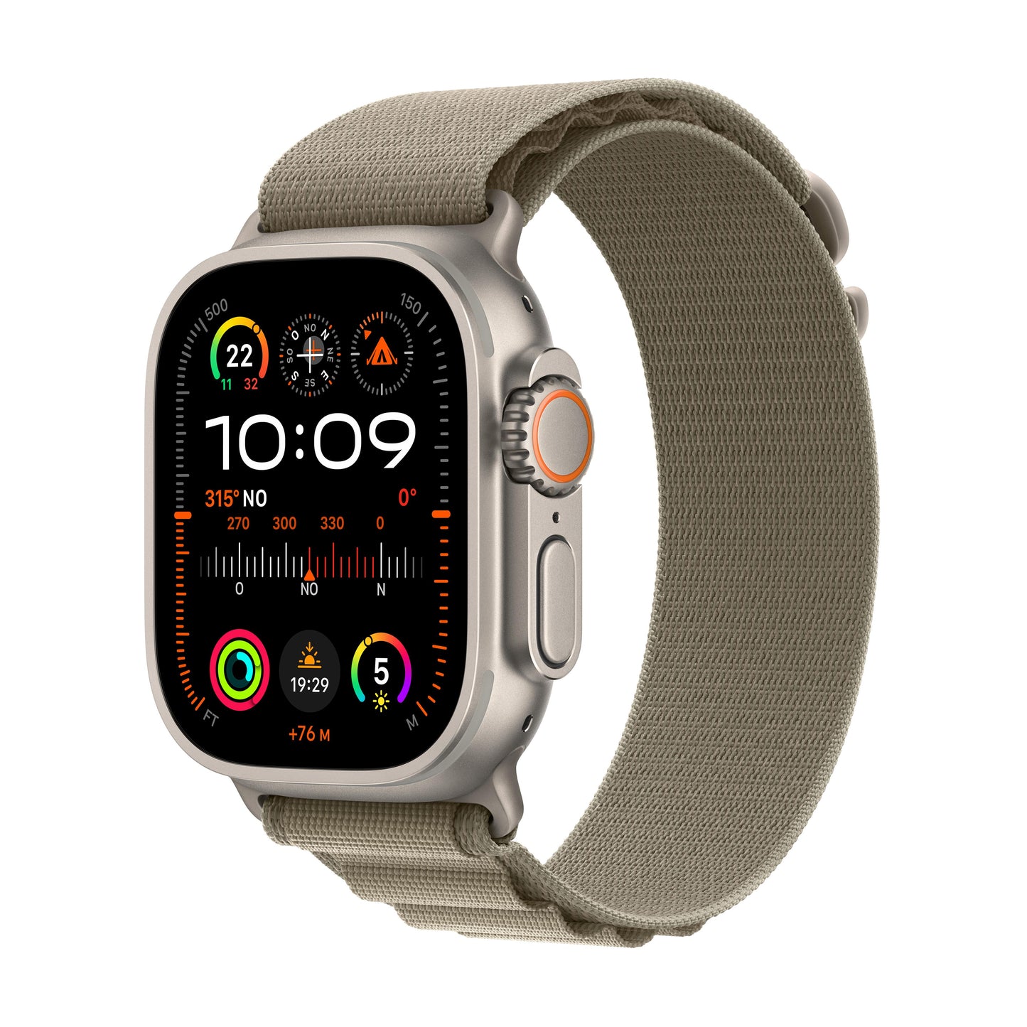 Apple Watch Ultra 2 (GPS + Cellular) - Caja de titanio de 49 mm - Correa Loop Alpine verde oliva - Talla L