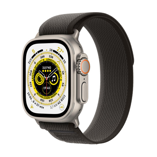 Apple Watch Ultra (GPS + Cellular) - Caja de titanio de 49 mm - Correa Loop Trail negra/gris - Talla M/L