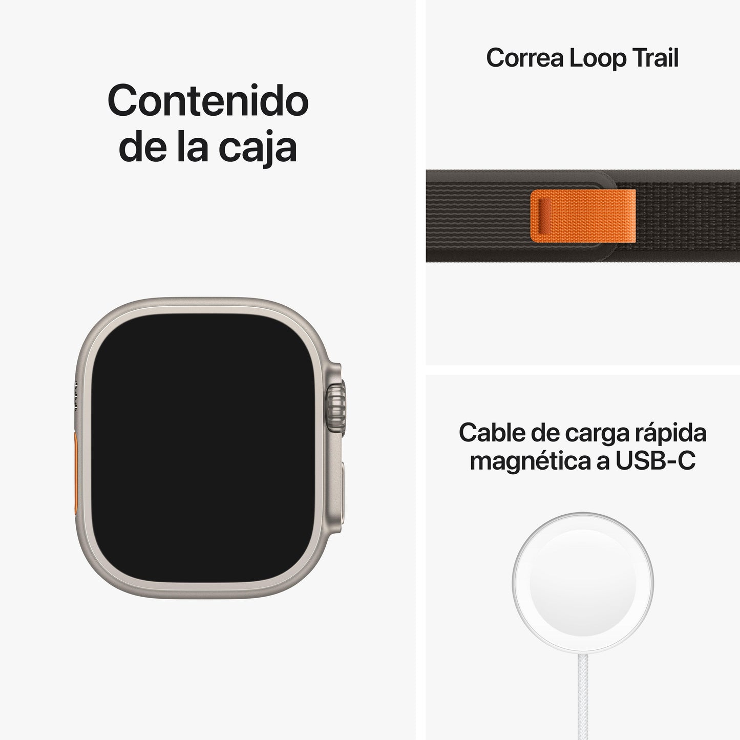 Apple Watch Ultra (GPS + Cellular) - Caja de titanio de 49 mm - Correa Loop Trail negra/gris - Talla S/M