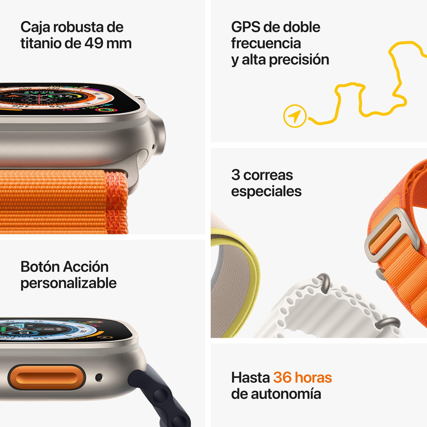 Apple Watch Ultra (GPS + Cellular) - Caja de titanio de 49 mm - Correa Loop Alpine naranja - Talla S