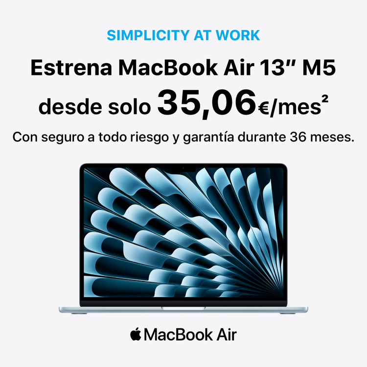 MacBook Air de 13 pulgadas con chip M5 en renting para empresas