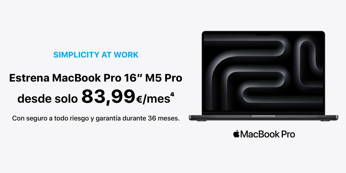 MacBook Pro de 16 pulgadas con chip M5 Pro en renting para empresas