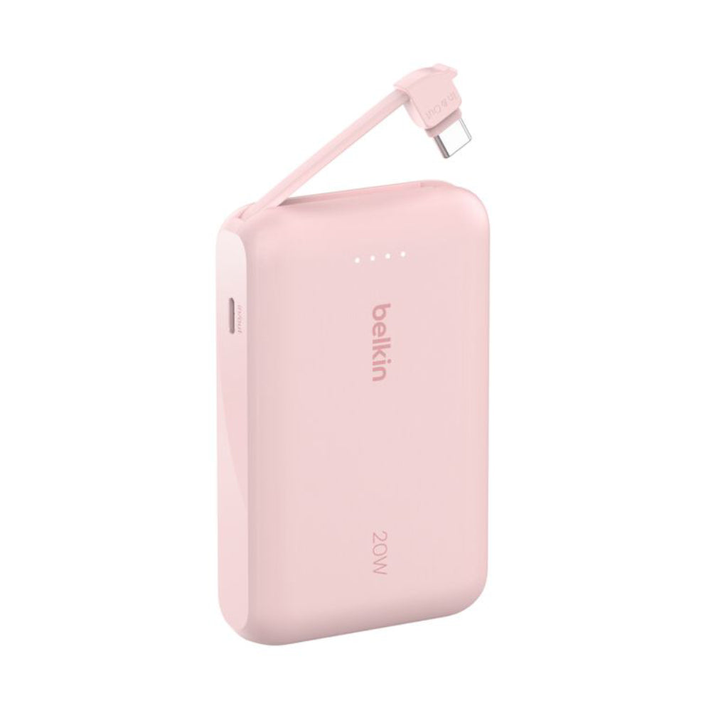 Batería externa 10K BoostCharge cable integrado USB-C de 20w Rosa | Belkin