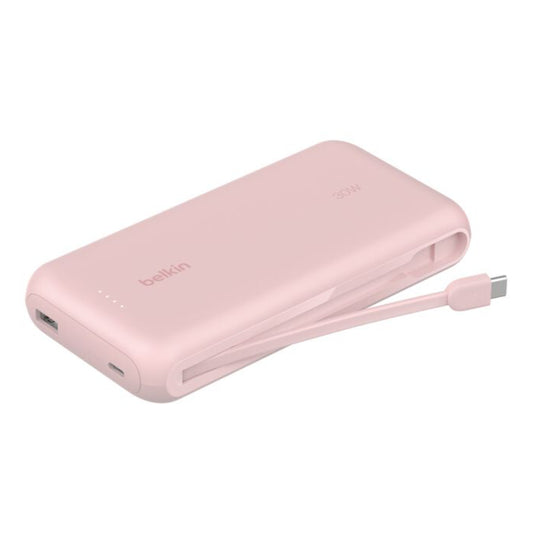 Batería externa 20K BoostCharge cable integrado USB-C de 30w Rosa | Belkin