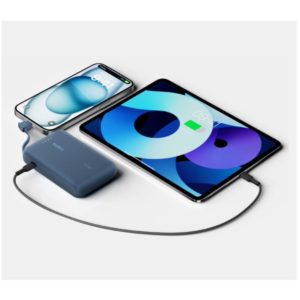 Batería externa 10K BoostCharge cable integrado USB-C de 20w Rosa | Belkin