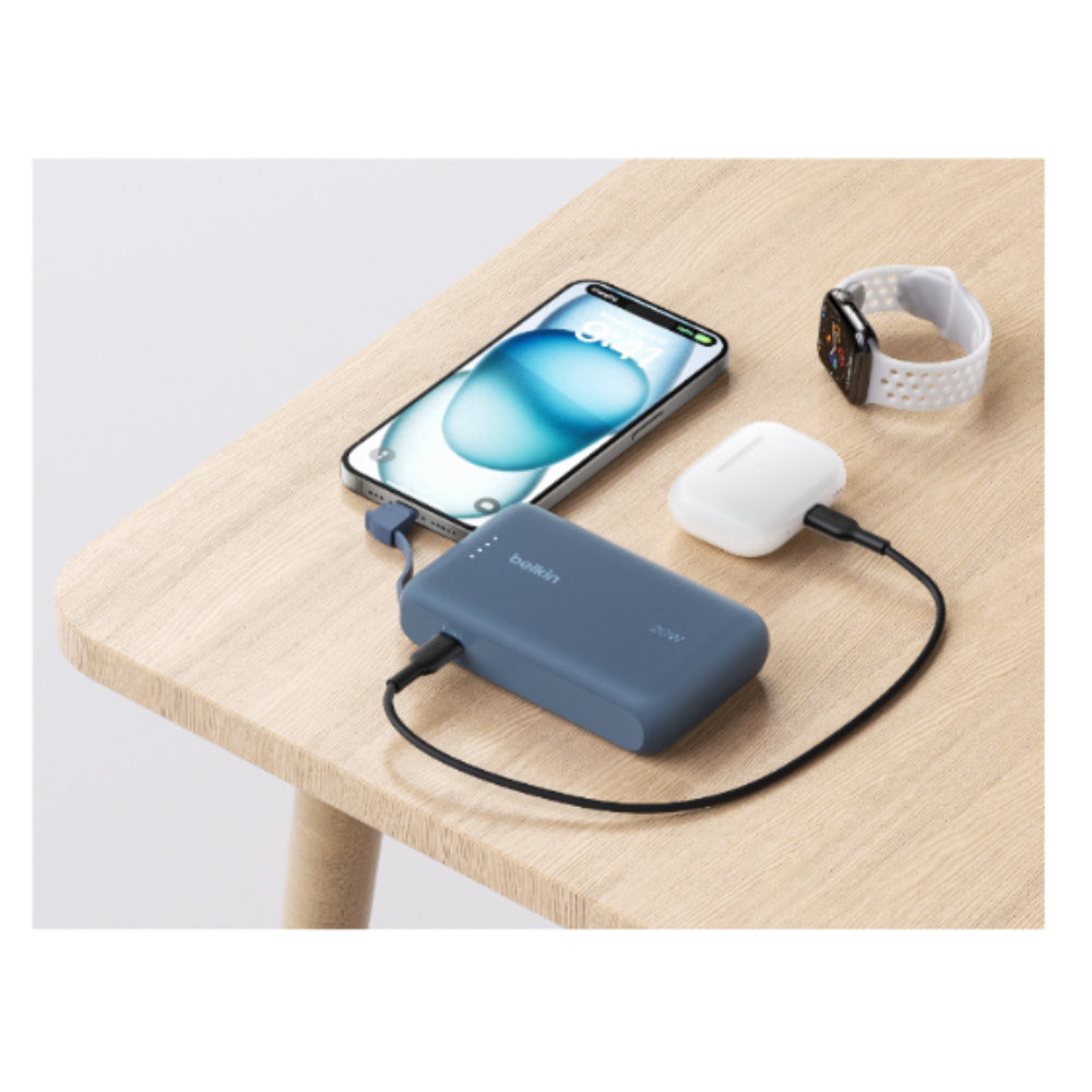 Batería externa 10K BoostCharge cable integrado USB-C de 20w Rosa | Belkin