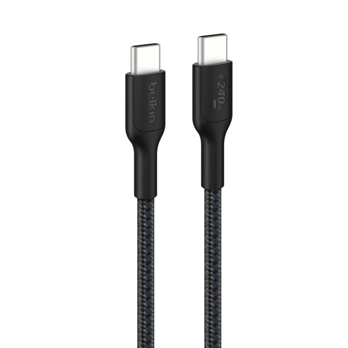 Cable trenzado USB-C a USB-C 2m 240W BoostCharge Negro | Belkin