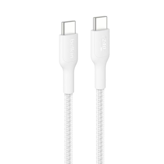 Cable trenzado USB-C a USB-C 2m 240W BoostCharge Blanco | Belkin
