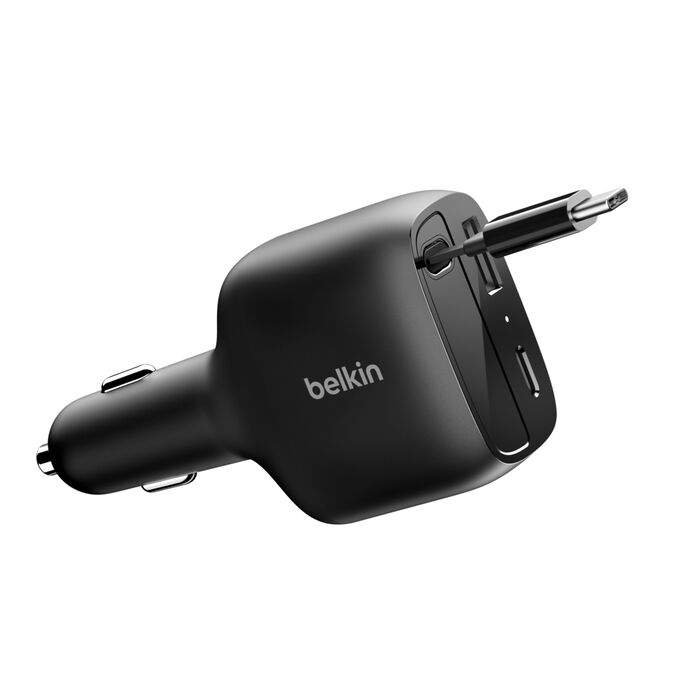 Cargador coche con cable retráctil de 75 W BoostCharge | Belkin