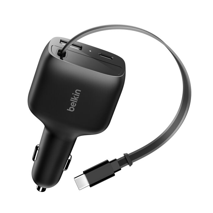Cargador coche con cable retráctil de 75 W BoostCharge | Belkin