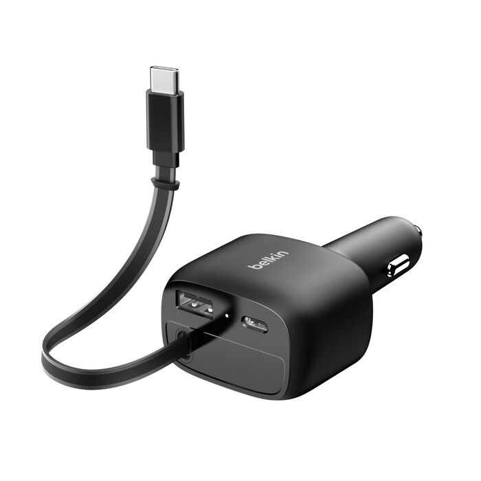 Cargador coche con cable retráctil de 75 W BoostCharge | Belkin