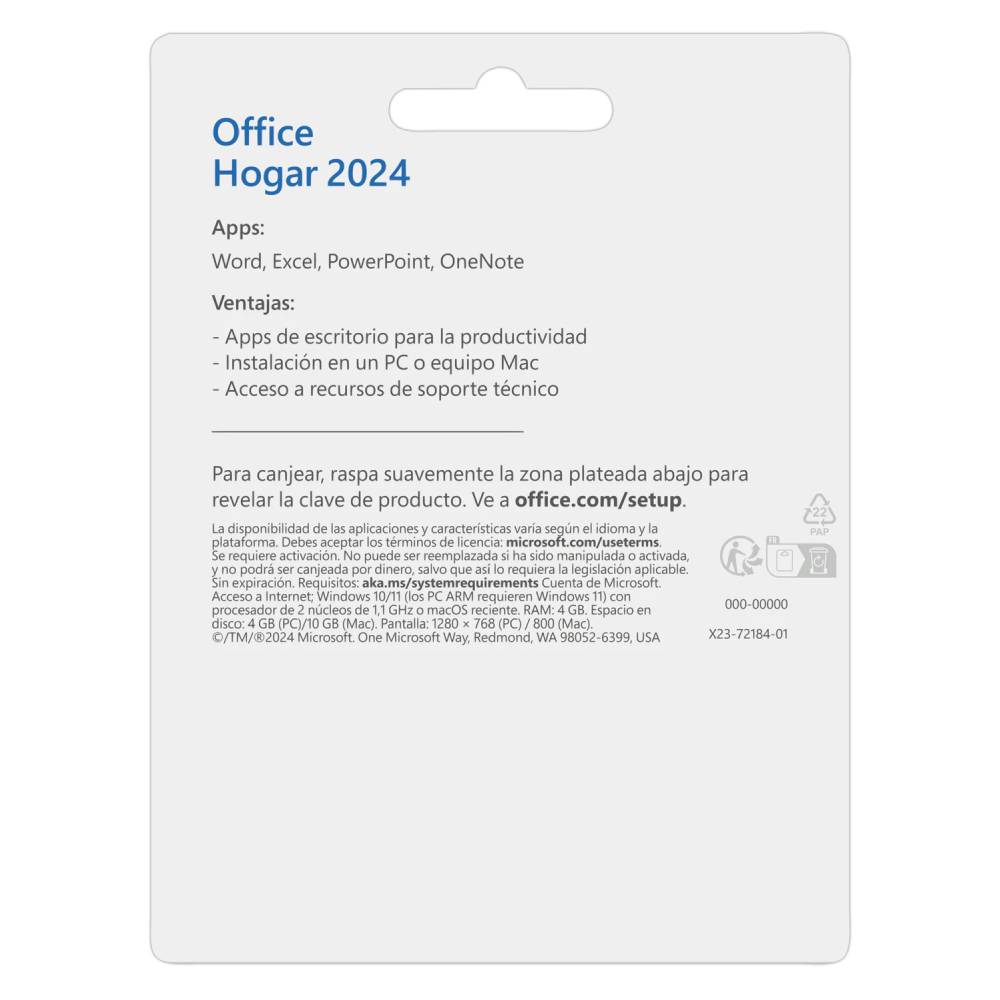 Tarjeta Microsoft Office Hogar 2024