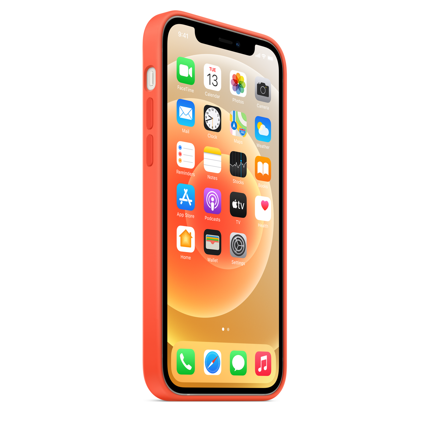 Funda de silicona con MagSafe para el iPhone 12 y iPhone 12 Pro, Naranja eléctrico - Rossellimac