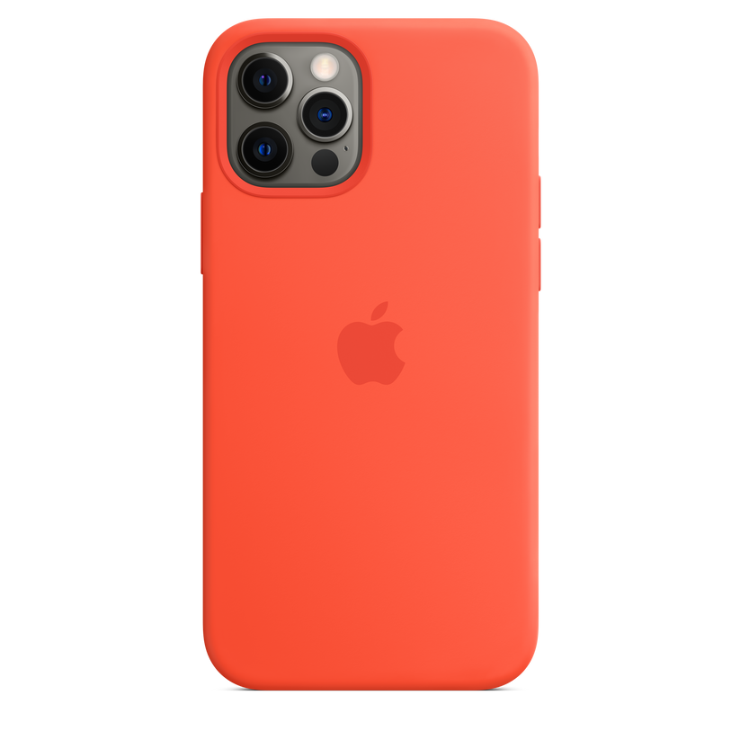 Funda de silicona con MagSafe para el iPhone 12 y iPhone 12 Pro, Naranja eléctrico - Rossellimac