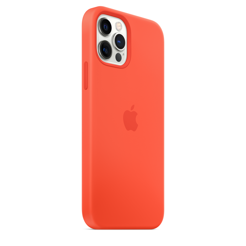 Funda de silicona con MagSafe para el iPhone 12 y iPhone 12 Pro, Naranja eléctrico - Rossellimac