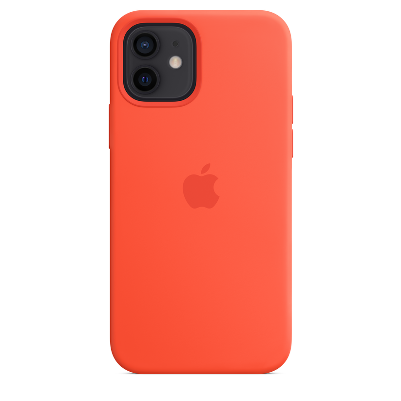 Funda de silicona con MagSafe para el iPhone 12 y iPhone 12 Pro, Naranja eléctrico - Rossellimac