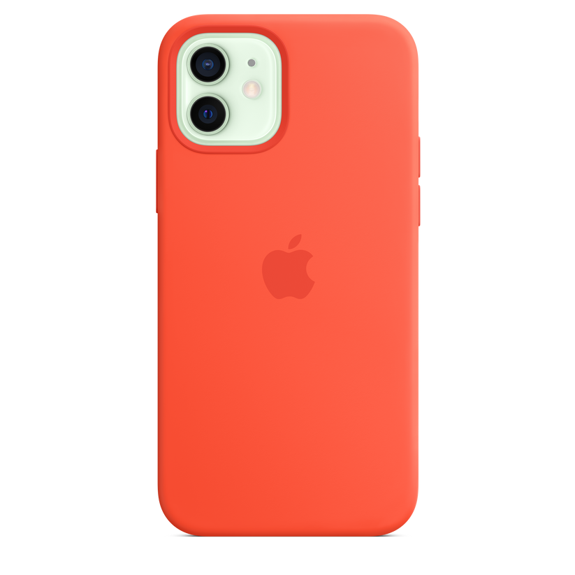 Funda de silicona con MagSafe para el iPhone 12 y iPhone 12 Pro, Naranja eléctrico - Rossellimac