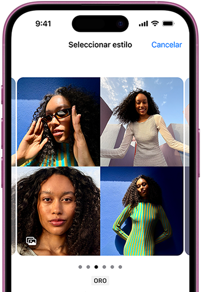 Los Estilos Fotográficos de un iPhone 16 con las opciones para ajustar el tono y el color