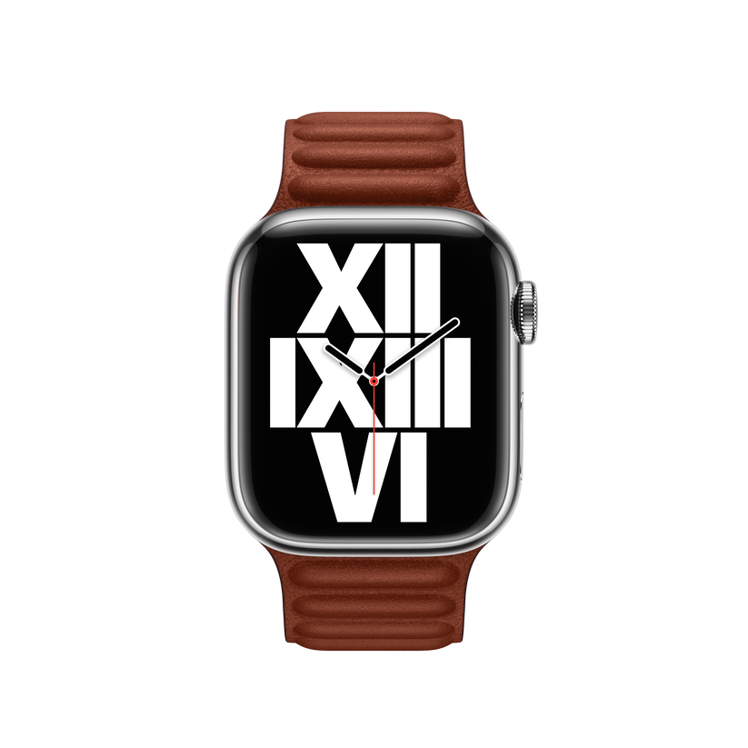 Correa de eslabones de piel ocre oscuro (41 mm) Talla M/L