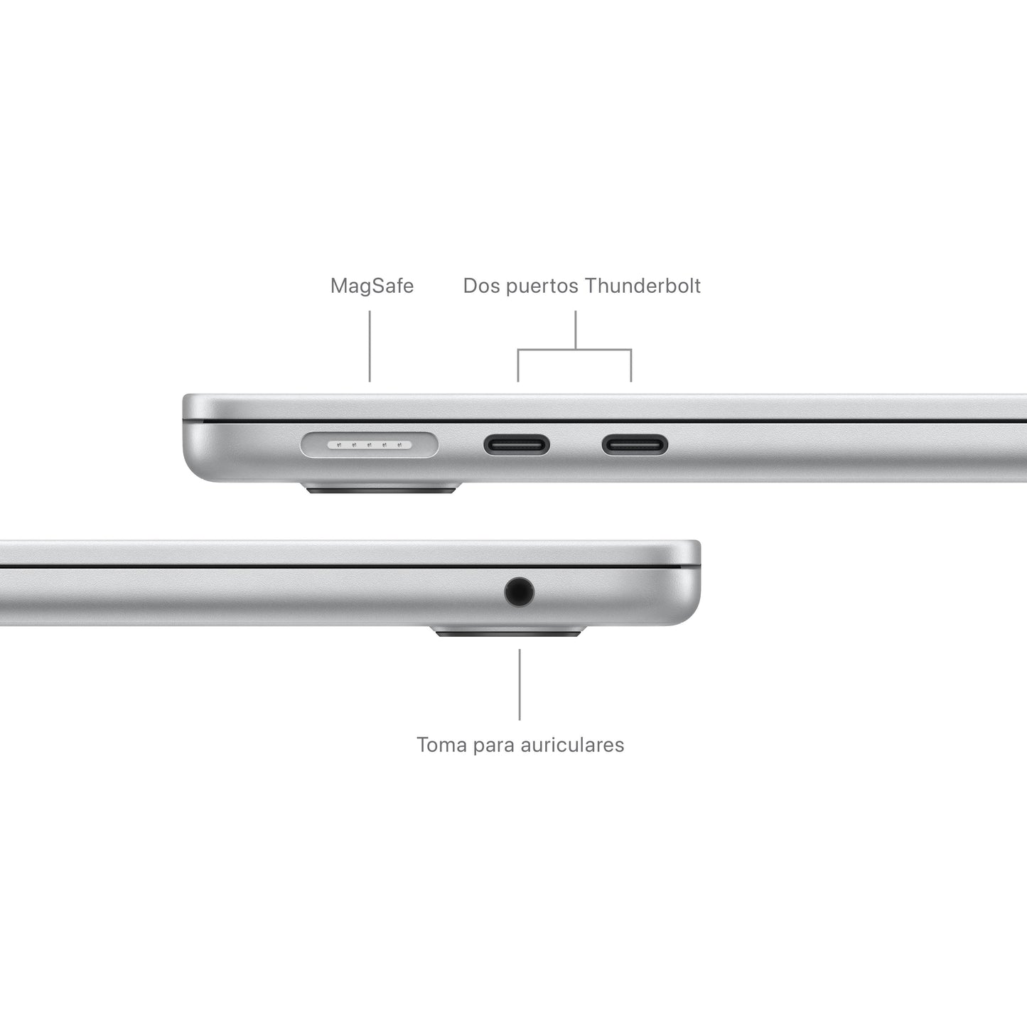 MacBook Air de 13 pulgadas: Chip M3 de Apple con CPU de ocho núcleos y GPU de ocho núcleos, 256 GB SSD - Plata