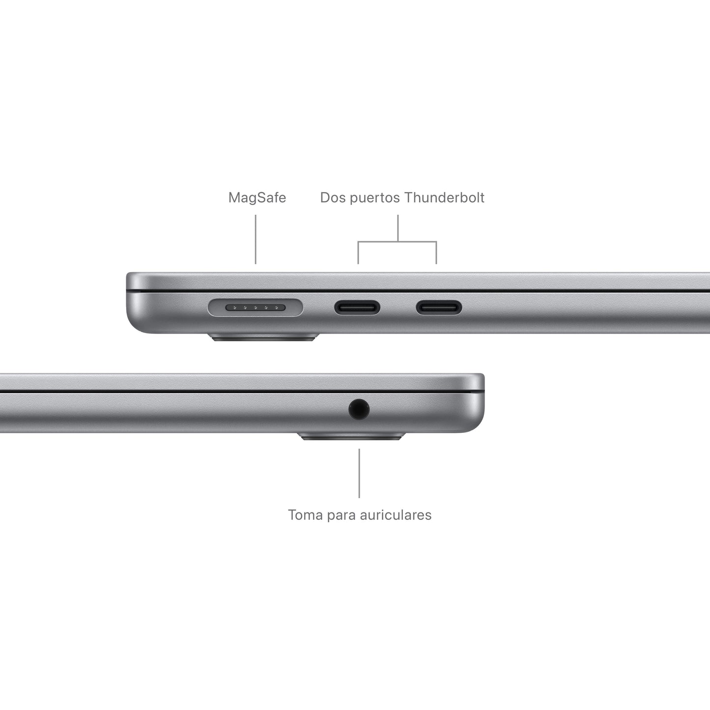 MacBook Air 13 pulgadas Chip M3 de Apple con CPU de 8 núcleos y GPU de 10 núcleos, 16 GB, 2 TB SSD - Gris Espacial