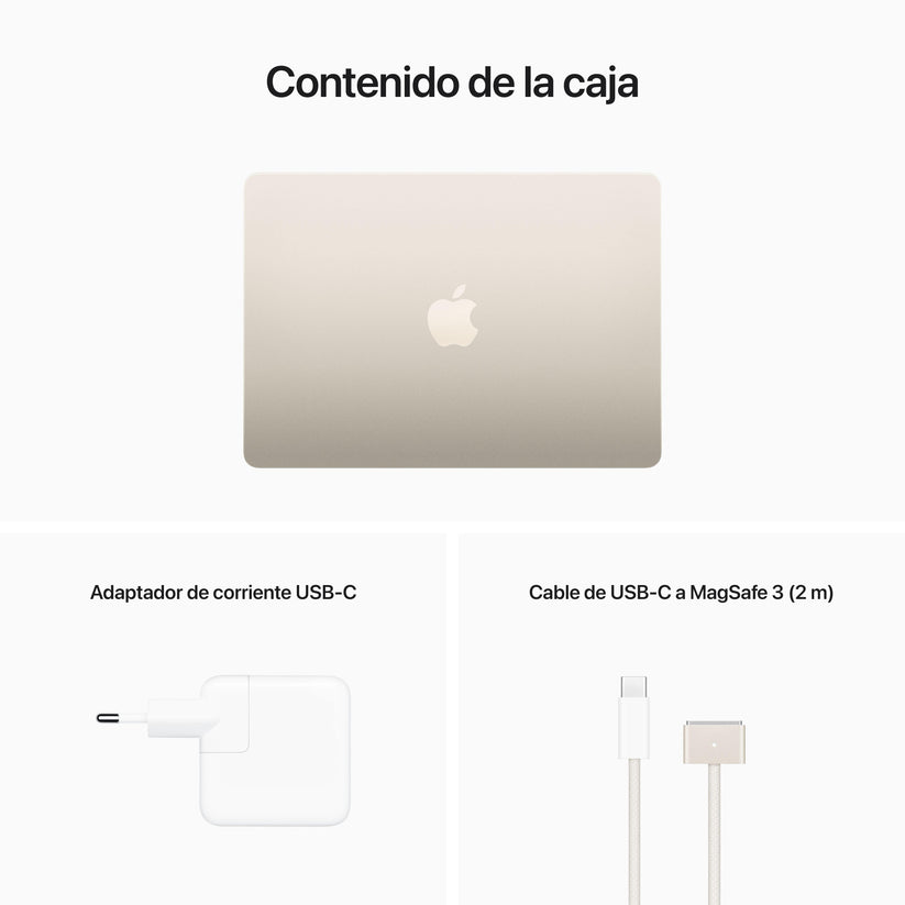 MacBook Air de 13 pulgadas: Chip M2 de Apple con CPU de ocho núcleos y GPU de diez núcleos, 512 GB SSD - Blanco estrella - Rossellimac