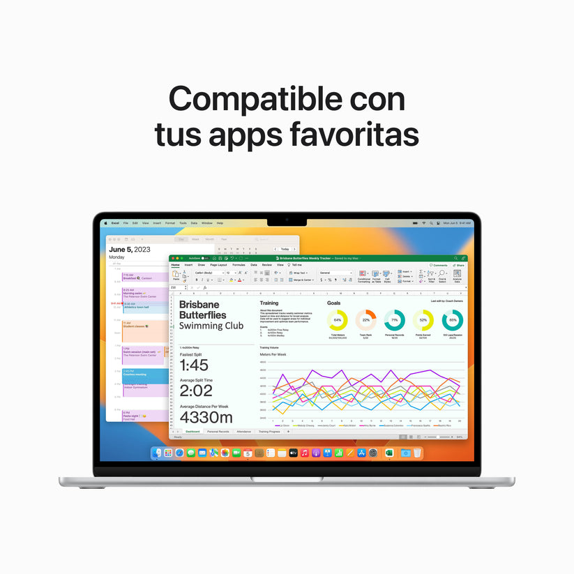 MacBook Air de 15 pulgadas Chip M2 de Apple con CPU de ocho núcleos y GPU de diez núcleos, Plata, 8GB, 256 GB - Rossellimac