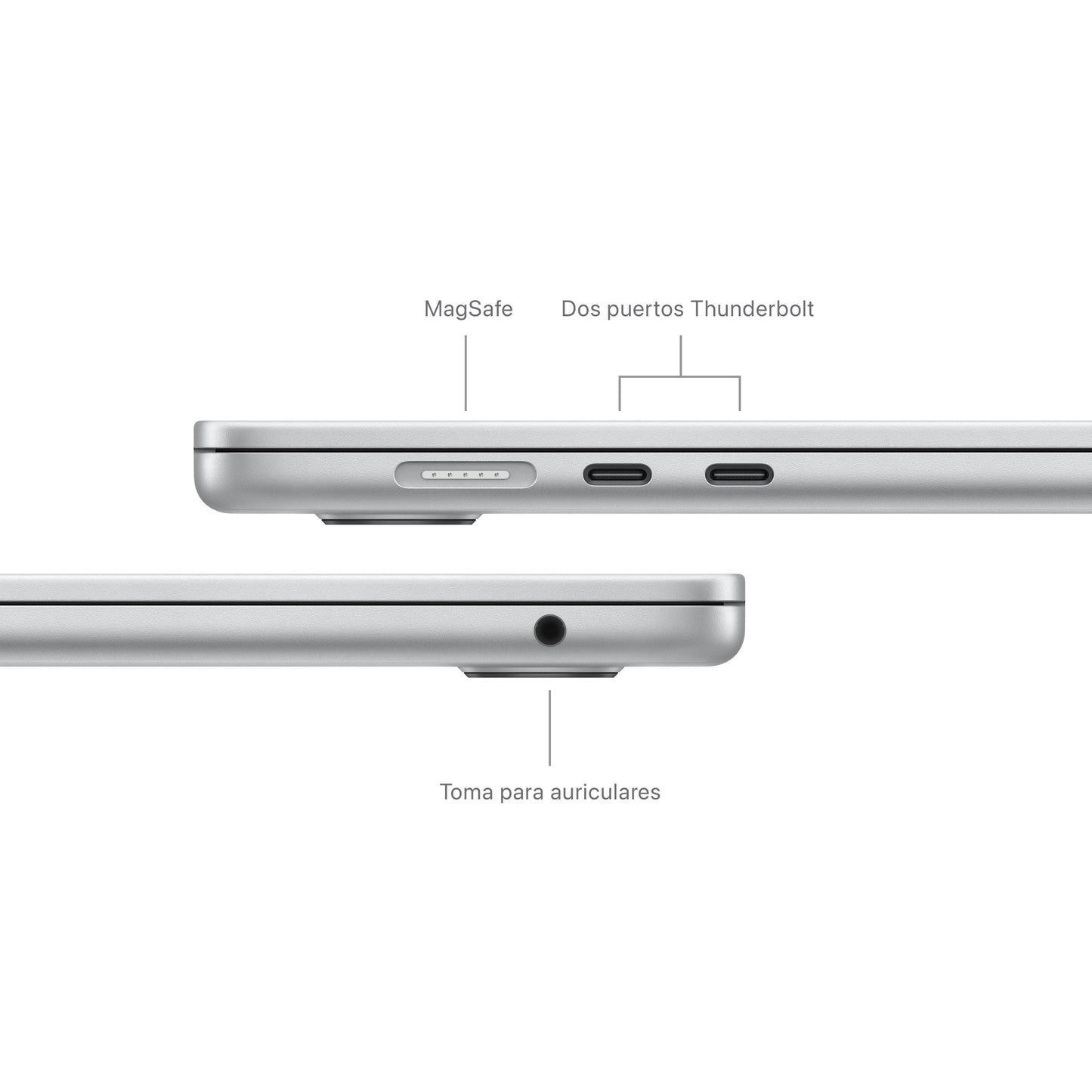 MacBook Air 15 pulgadas Chip M3 de Apple con CPU de 8 núcleos y GPU de 10 núcleos, 16 GB, 512 GB SSD - Plata