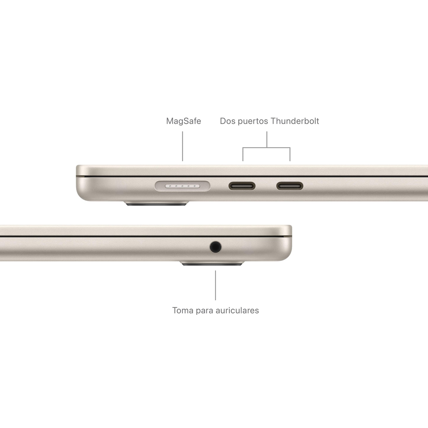 MacBook Air 15 pulgadas Chip M3 de Apple con CPU de 8 núcleos y GPU de 10 núcleos, 16 GB, 256 GB GB SSD - Blanco estrella