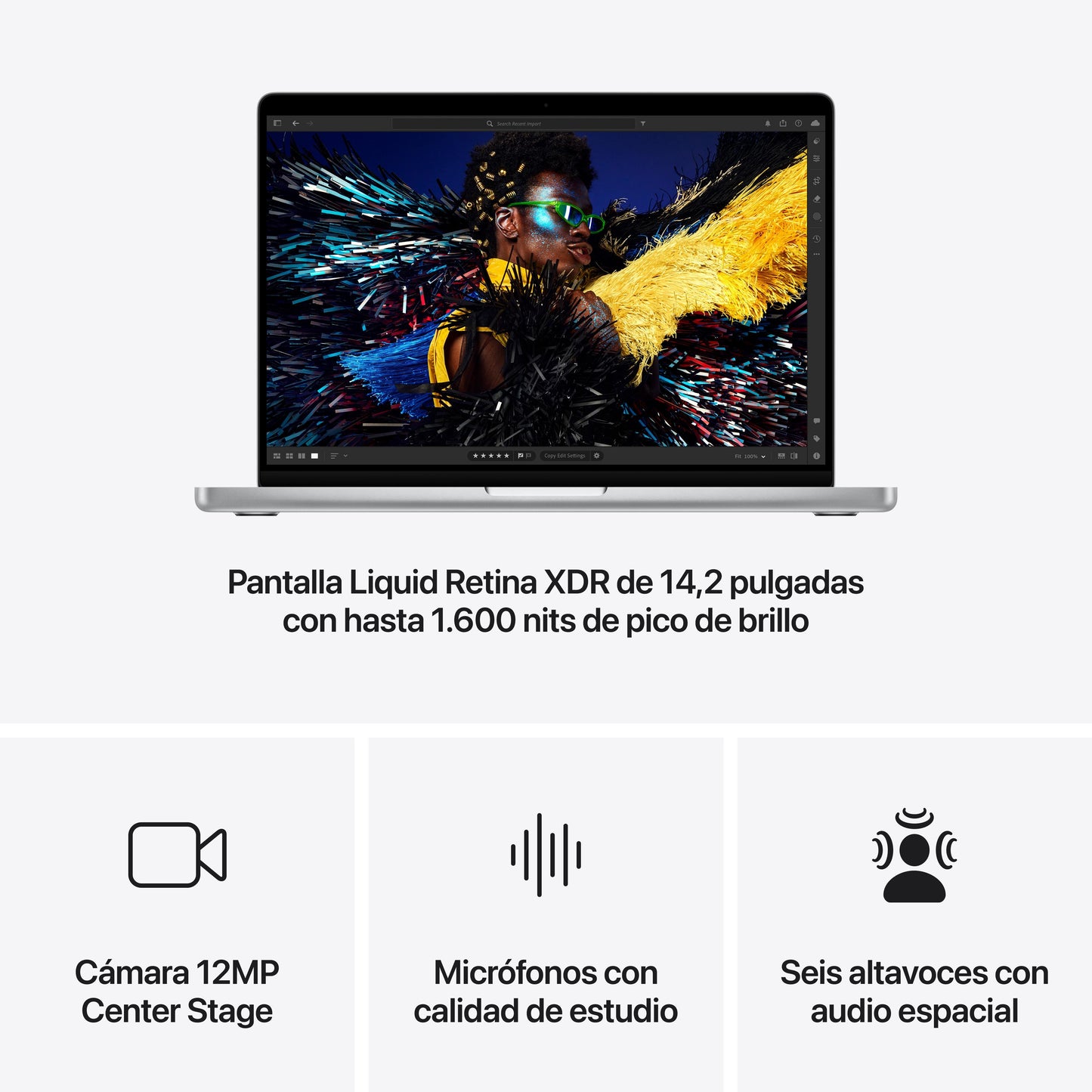 MacBook Pro de 14 pulgadas: Chip M4 Max de Apple con CPU de 16 núcleos y GPU de 40 núcleos, 64 GB RAM, 4 TB SSD, Pantalla estándar, Cargador 96W - Plata