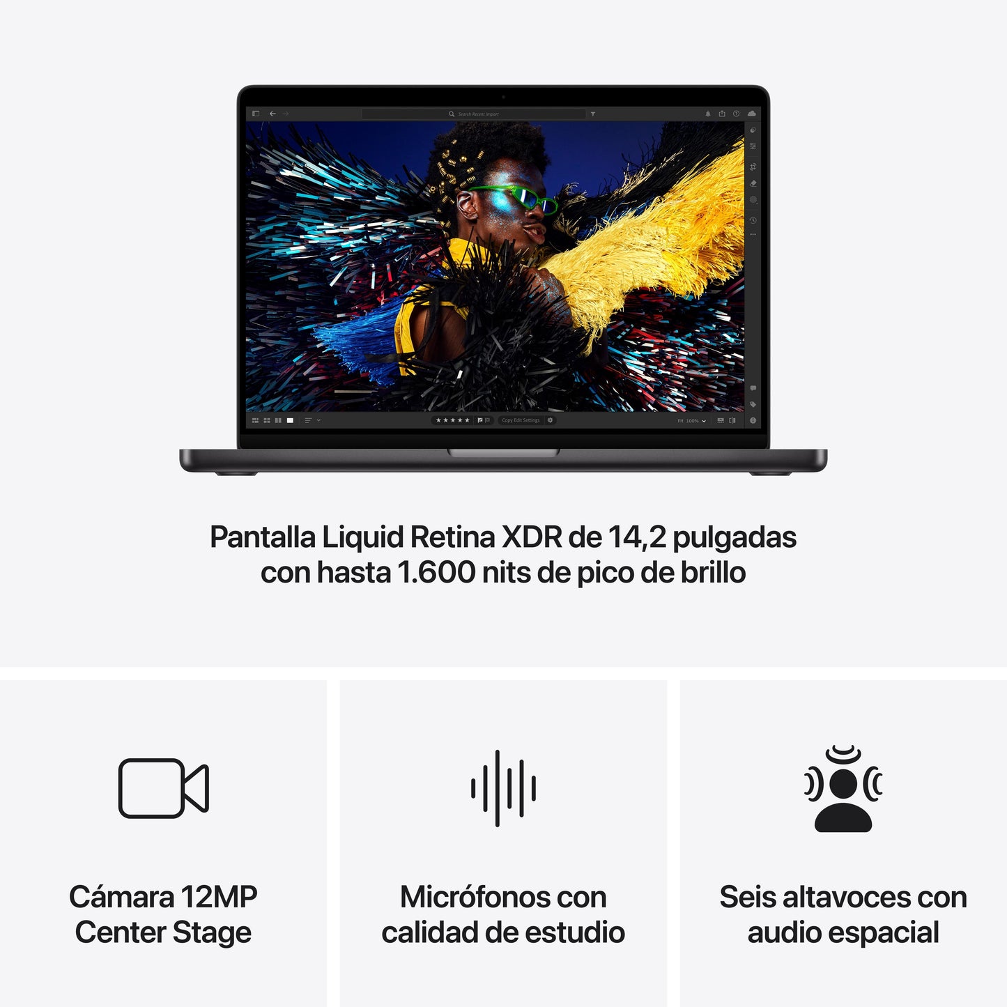 MacBook Pro de 14 pulgadas: Chip M4 Pro de Apple con CPU de 12 núcleos y GPU de 16 núcleos, 24 GB RAM, 4 TB SSD, Pantalla nanotexturizada, Cargador 70W - Negro espacial