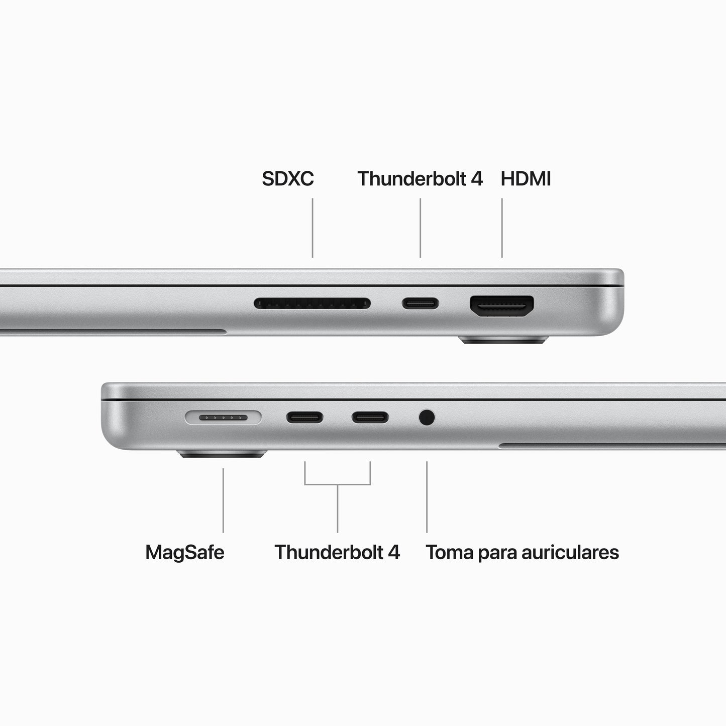 MacBook Pro 14 pulgadas Chip M3 Max de Apple con CPU de 14 núcleos y GPU de 30 núcleos, 36 GB, 1 TB SSD, Cargador 96W - Plata - Rossellimac