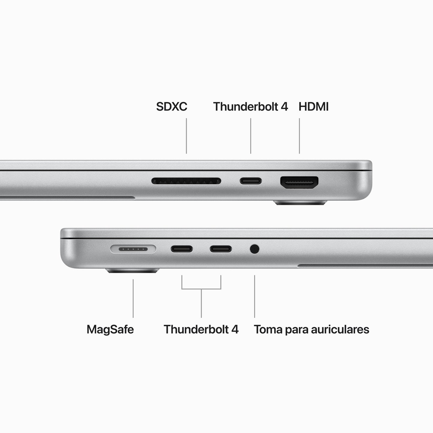 MacBook Pro de 14 pulgadas: Chip M3 Pro de Apple con CPU de once núcleos y GPU de catorce núcleos, 512 GB SSD - Plata