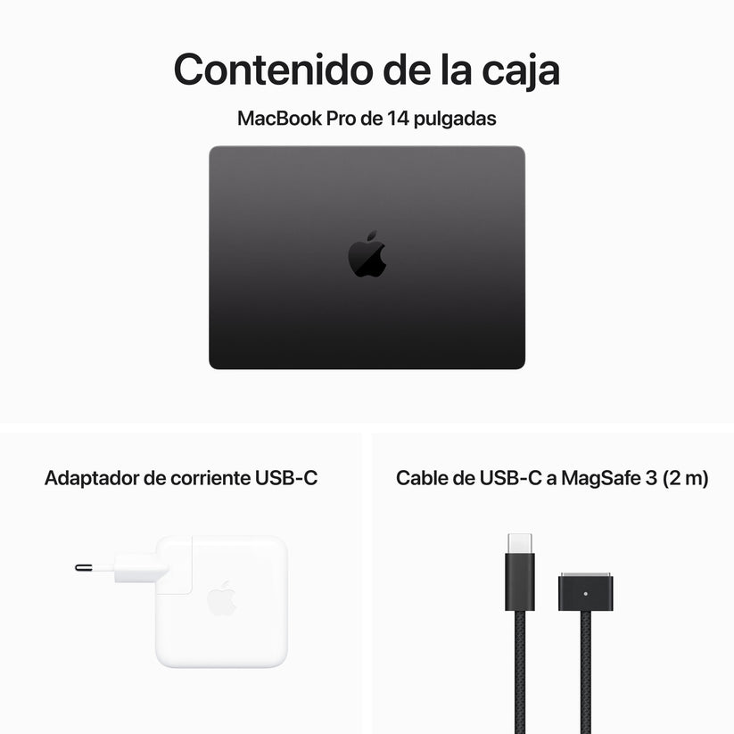 MacBook Pro 14 pulgadas Chip M3 Pro de Apple con CPU de 11 núcleos y GPU de 14 núcleos, 18 GB, 1 TB SSD, Cargador 70W - Negro espacial - Rossellimac