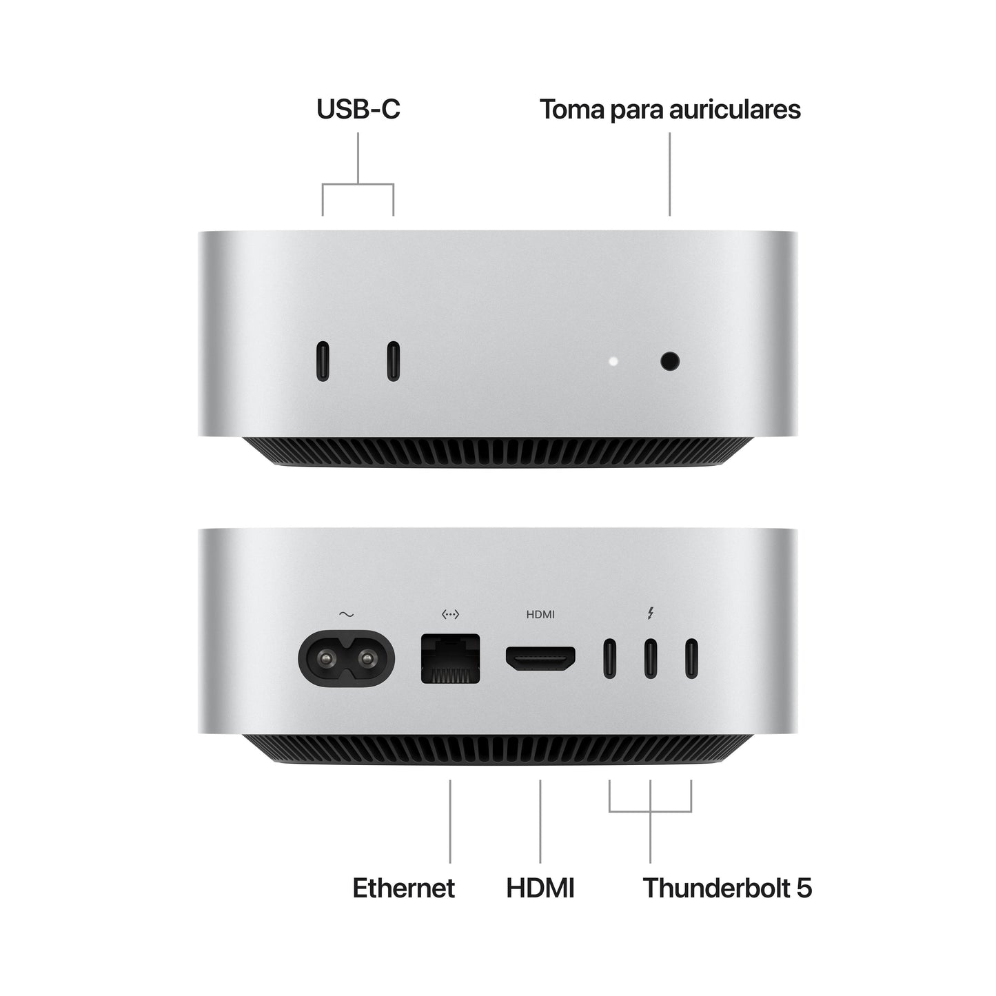 Mac mini: Chip M4 Pro de Apple con CPU de 14 núcleos y GPU de 20 núcleos, 24 GB RAM, 512 GB SSD, 10 Gigabit Ethernet - Plata