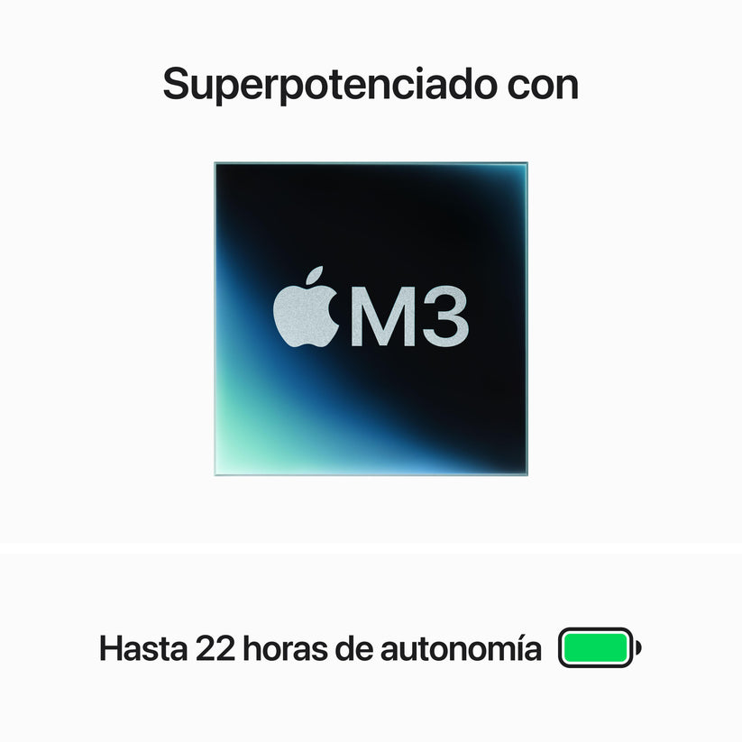 MacBook Pro 14 pulgadas Chip M3 de Apple con CPU de 8 núcleos y GPU de 10 núcleos, 16 GB, 1 TB SSD - Plata - Rossellimac