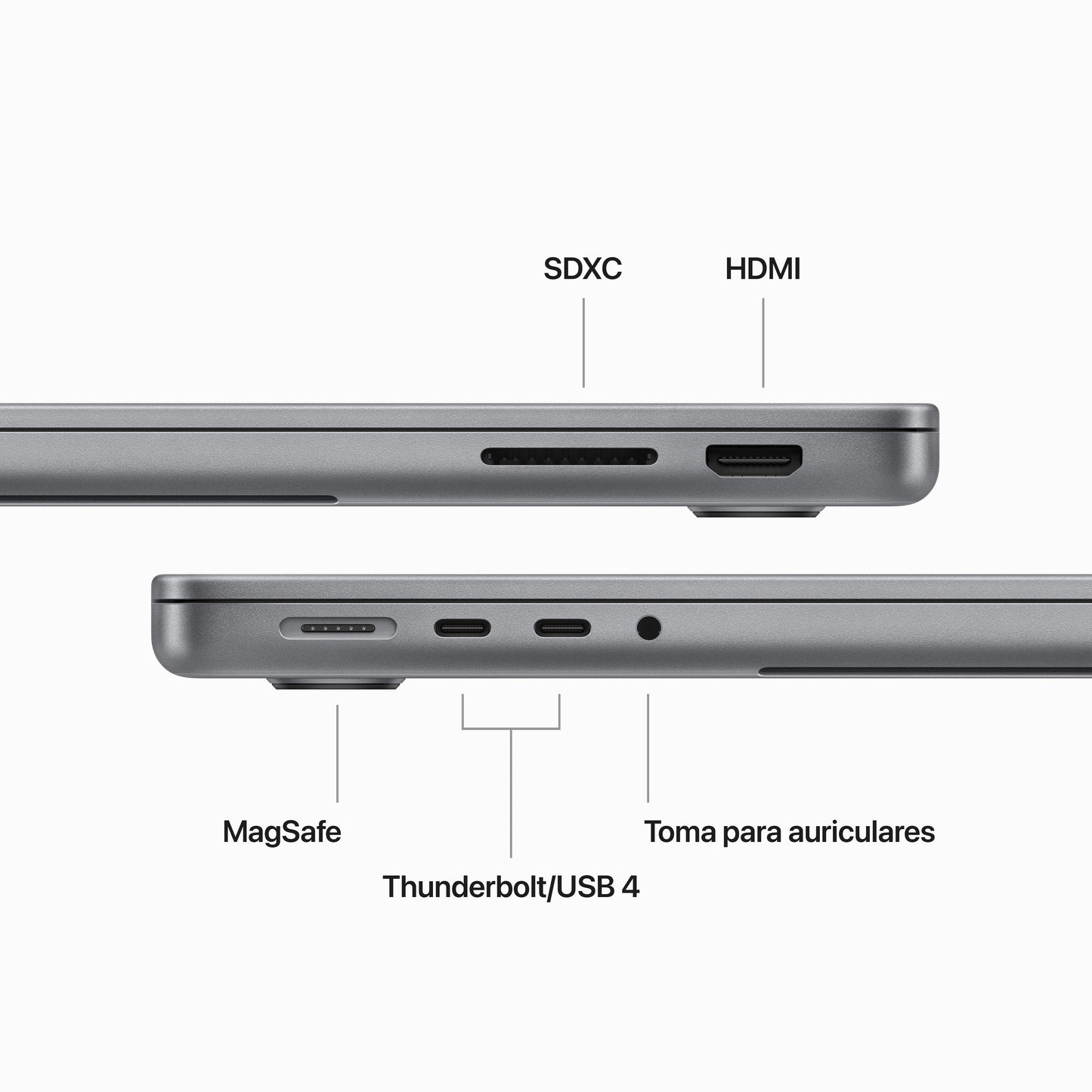 MacBook Pro 14 pulgadas Chip M3 de Apple con CPU de 8 núcleos y GPU de 10 núcleos, 8 GB, 2 TB SSD - Gris espacial