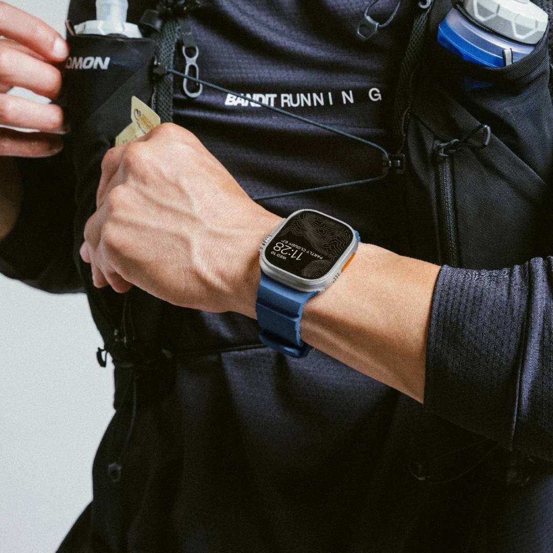 Correa Rocky Point Band para Apple Watch 46/49mm azul / hebilla natural | Nomad
