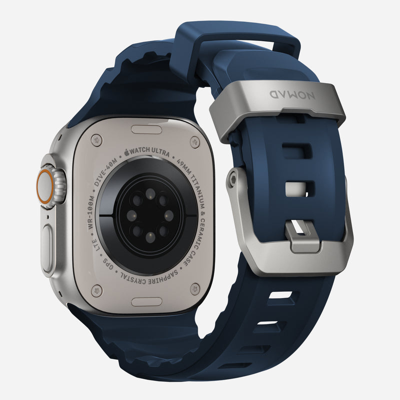 Correa Rocky Point Band para Apple Watch 46/49mm azul / hebilla natural | Nomad