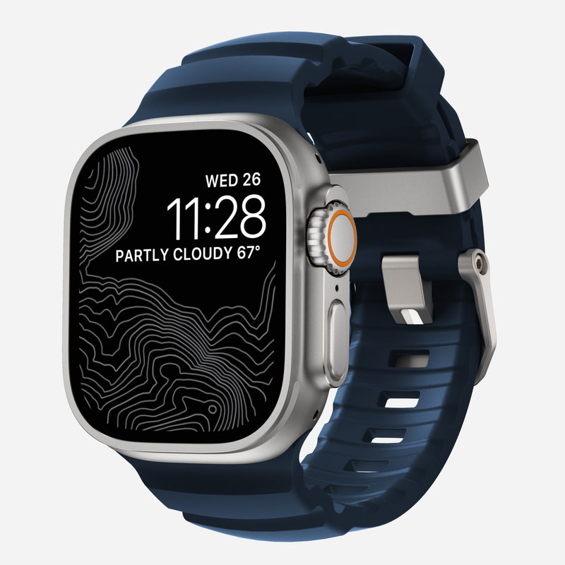 Correa Rocky Point Band para Apple Watch 46/49mm azul / hebilla natural | Nomad