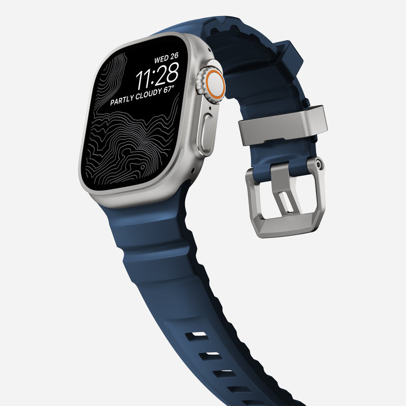 Correa Rocky Point Band para Apple Watch 46/49mm azul / hebilla natural | Nomad