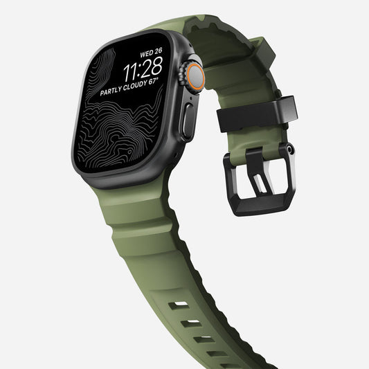 Correa Rocky Point Band para Apple Watch 46/49mm verde / hebilla negra | Nomad